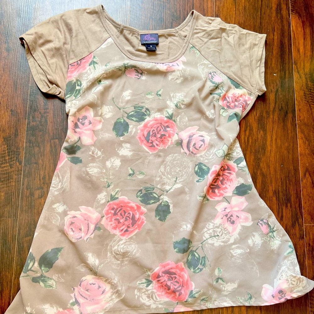 Motherhood Oh, Baby floral maternity tie-back t-Shirt, small